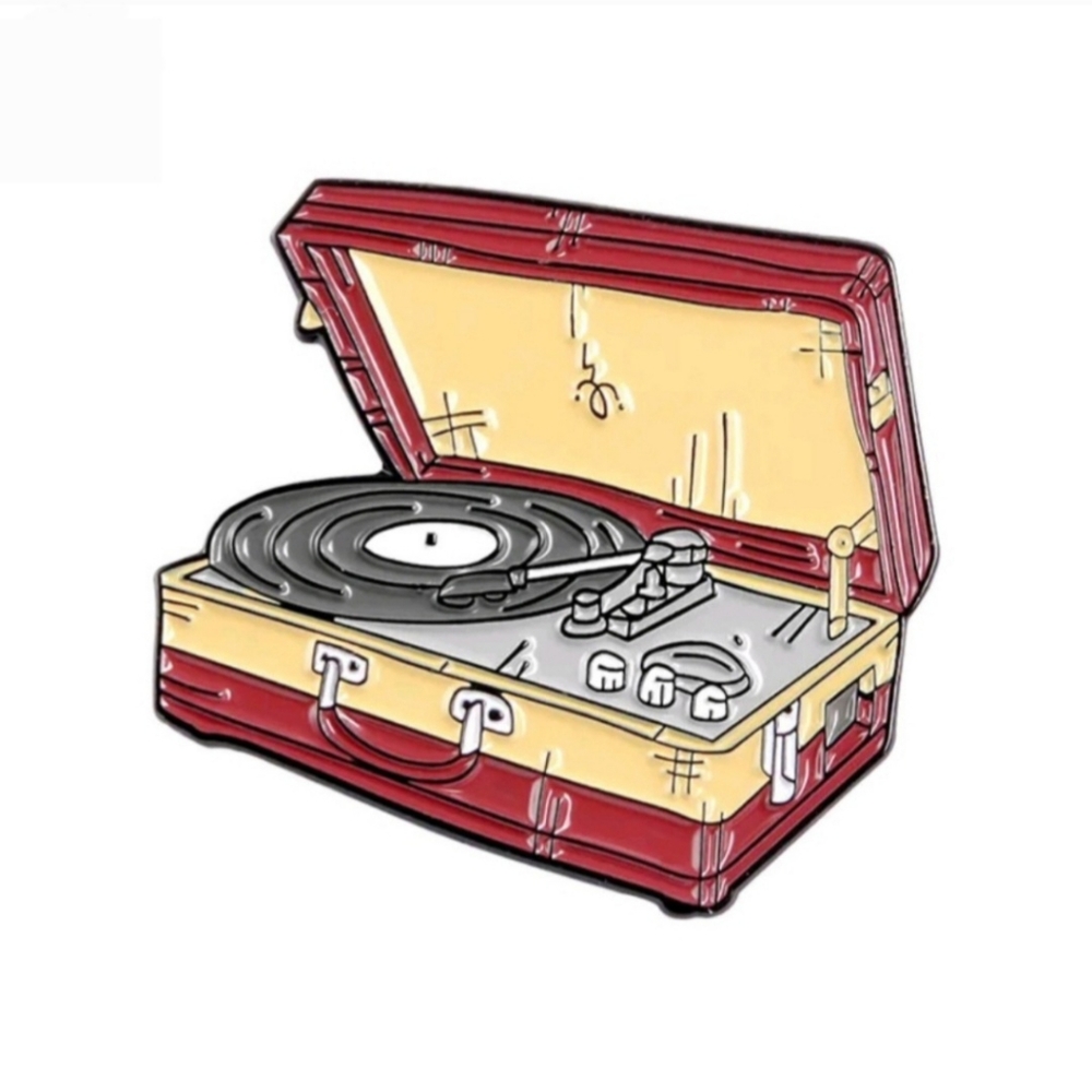 Retro Portable Record Player Enamel Pin